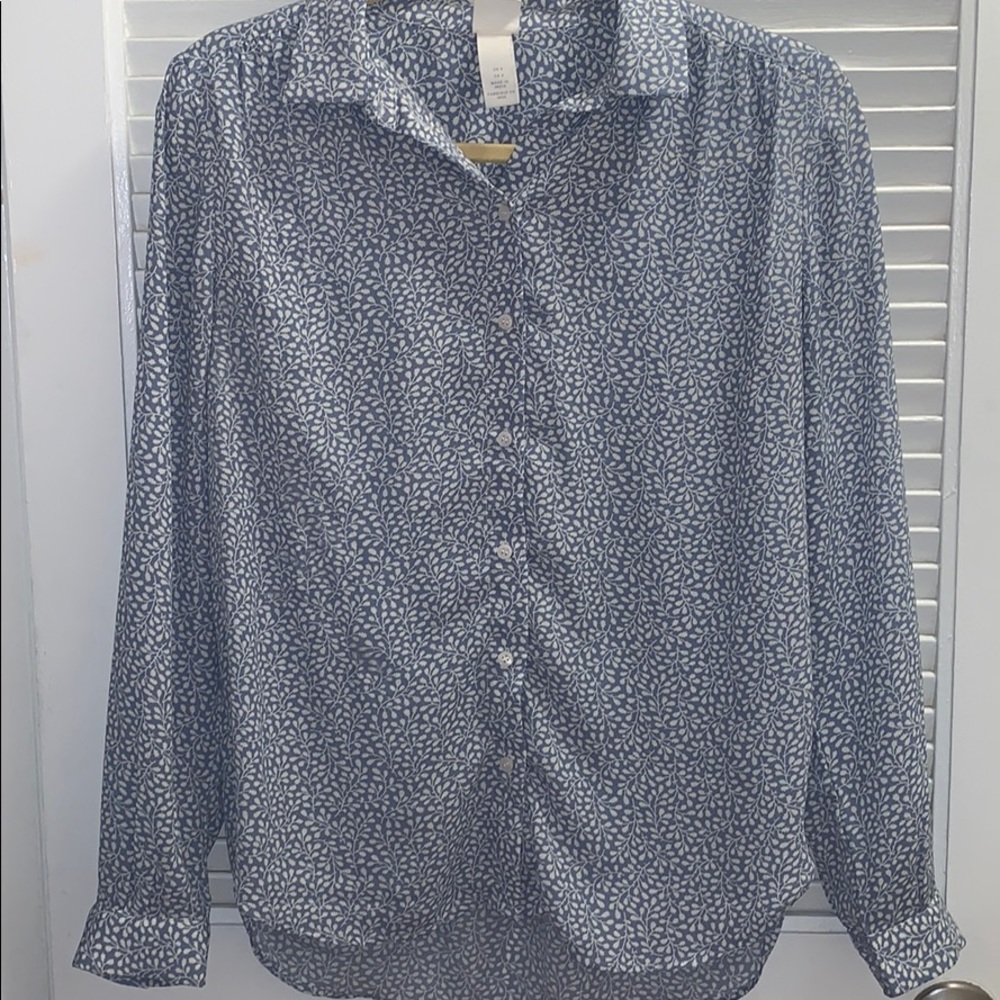 H&M Blue and White Button Down Top
